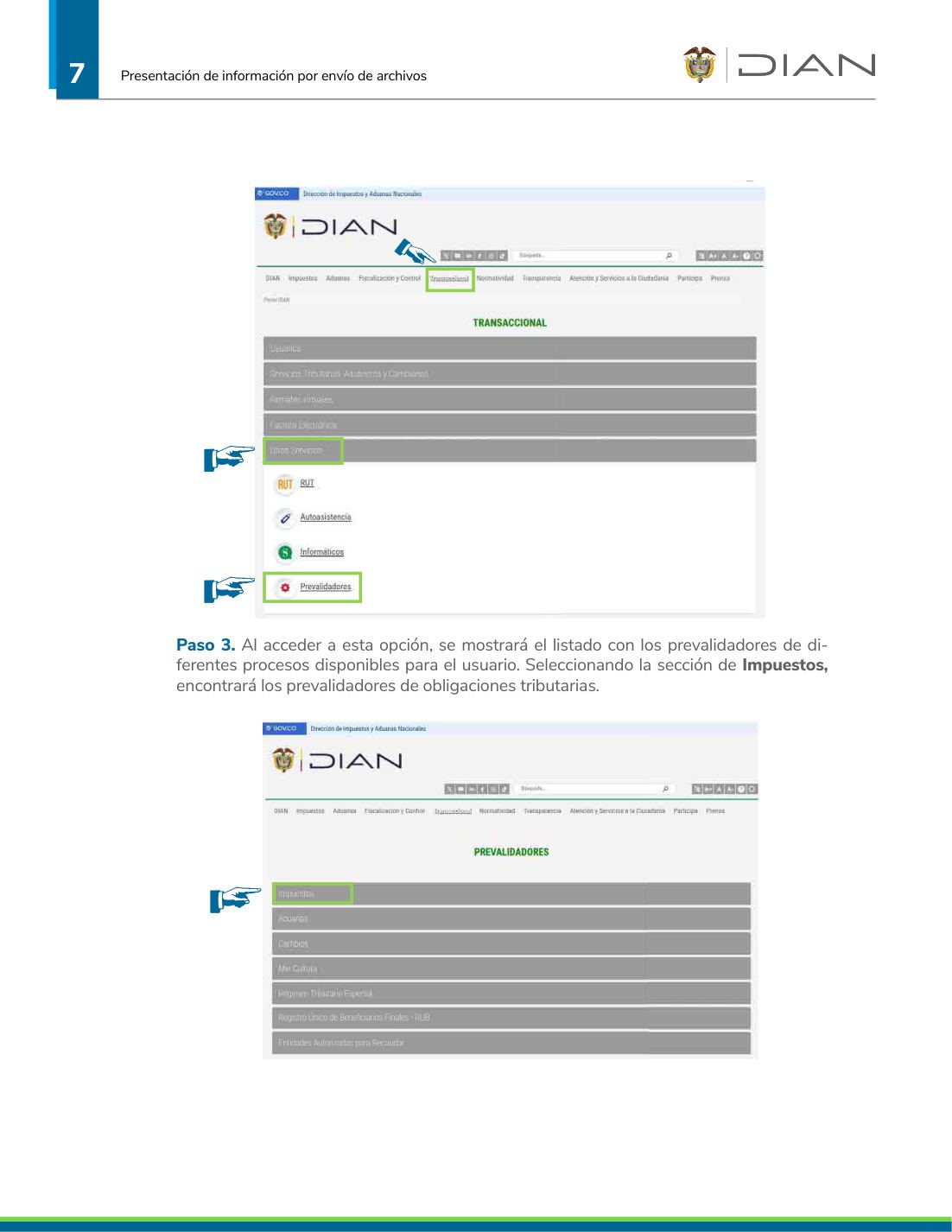 Listado de prevalidadores disponibles por proceso