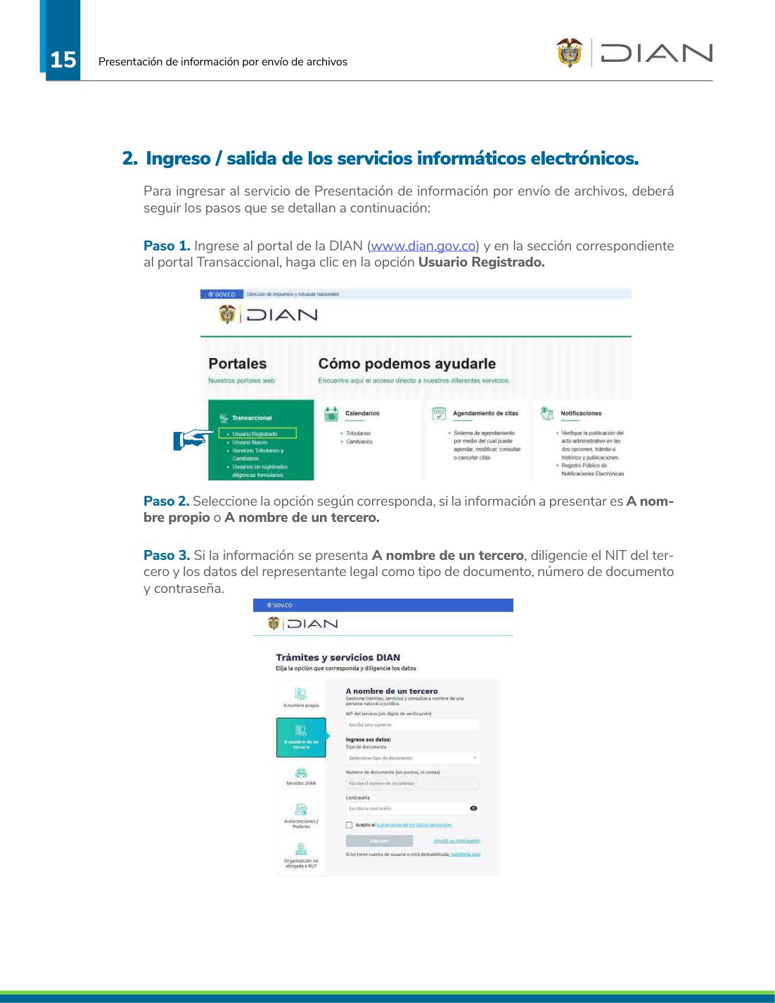 Pantalla de ingreso al portal Transaccional DIAN