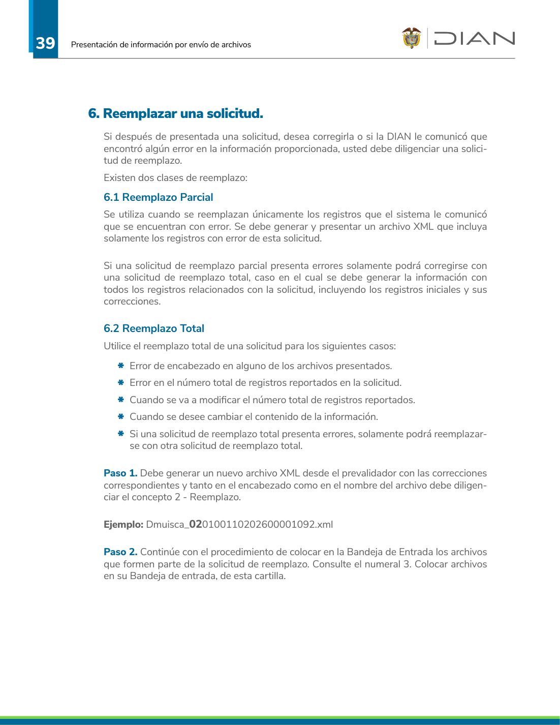 Opci&oacute;n de reemplazar solicitud