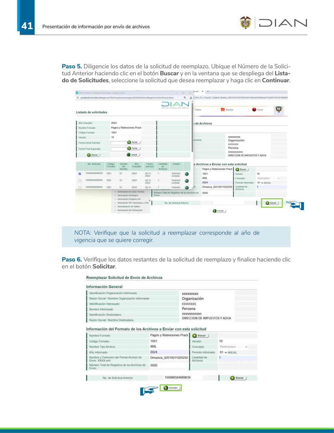 Asociar el reemplazo a la solicitud anterior